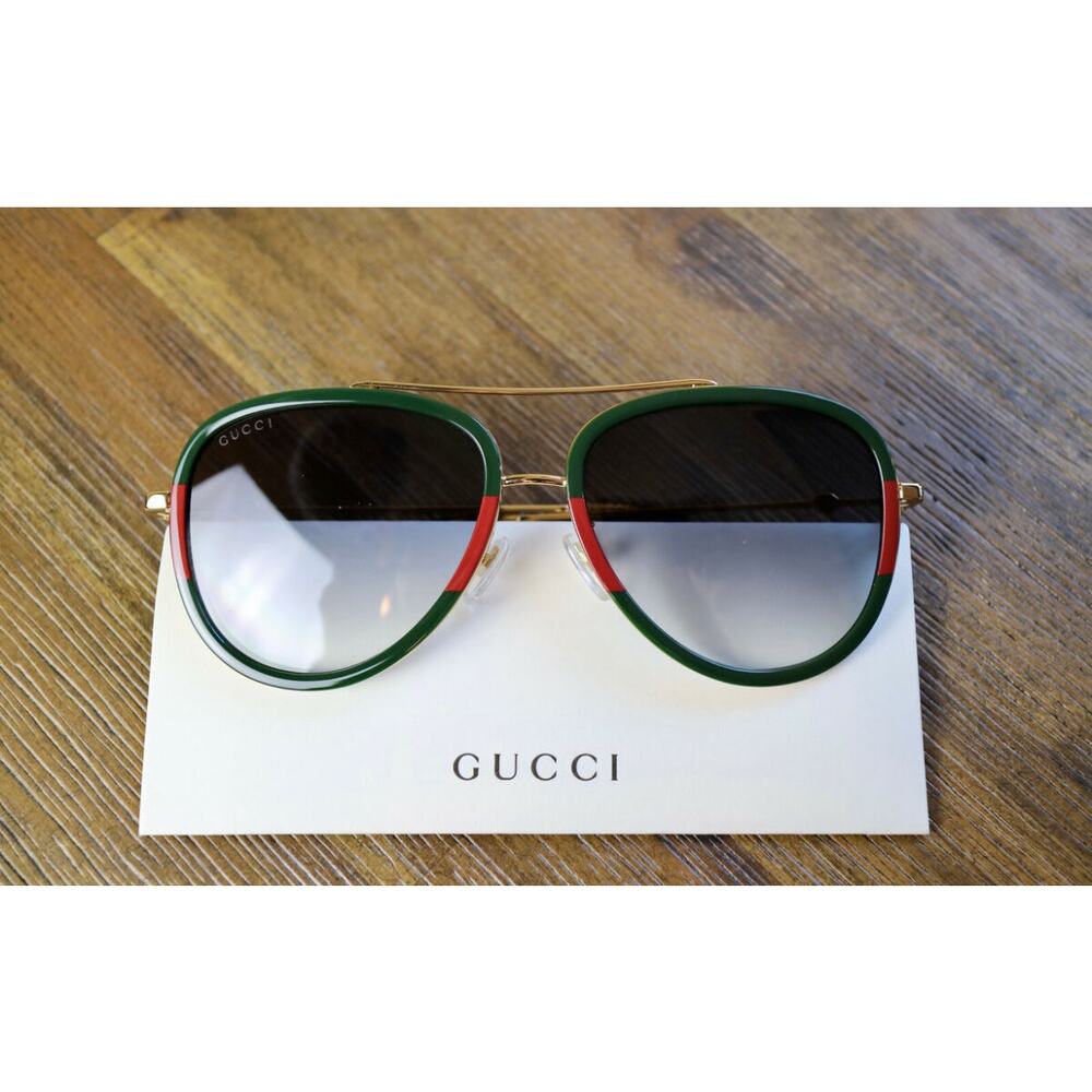 Gucci Metal Aviator Sunglasses. GG0062S-003. New with case and COA.